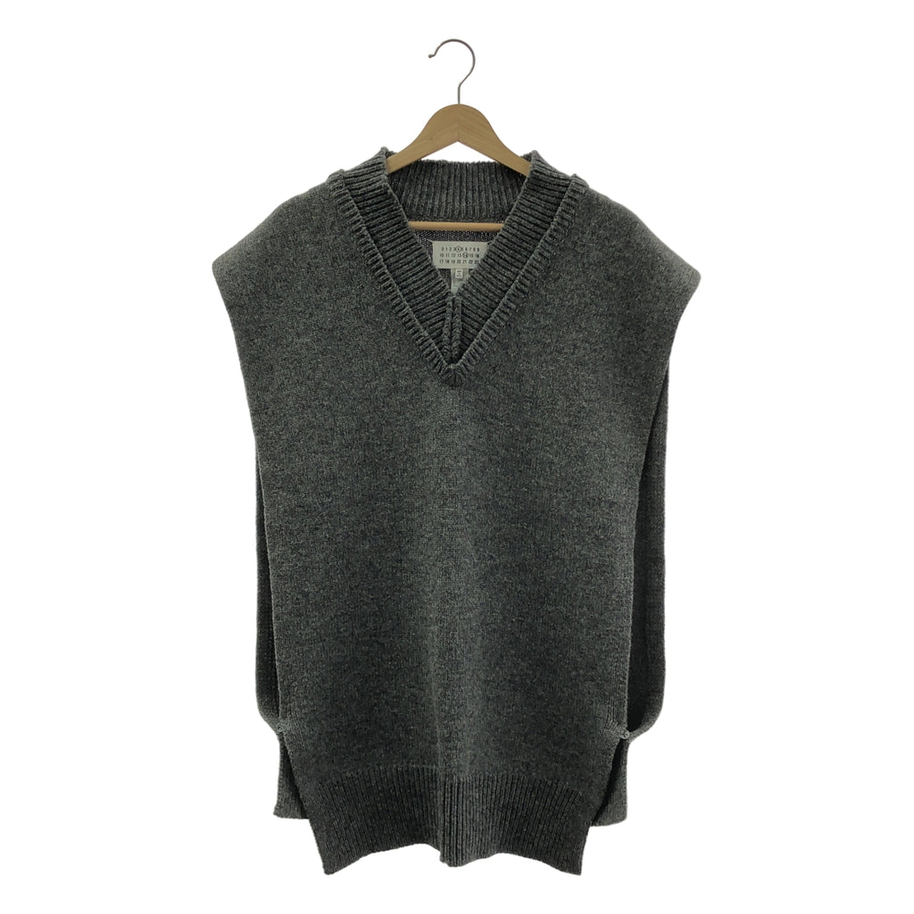 Maison Margiela / メゾンマルジェラ | 2023AW | ウール リネン オーバーサイズ レイヤードVネック タバード ニットベスト | S | メンズ