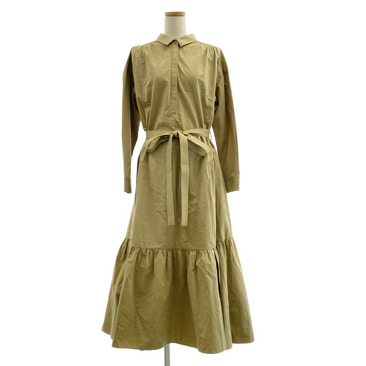 CASA FLINE / カーサフライン | ベルテッド ギャザー ボリューム ポケット付き シャツ ワンピース | F | レディース