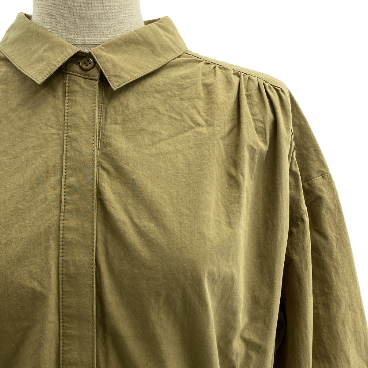 CASA FLINE / カーサフライン | ベルテッド ギャザー ボリューム ポケット付き シャツ ワンピース | F | レディース