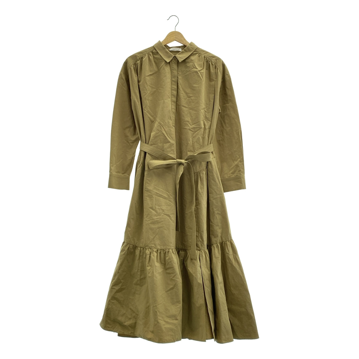 CASA FLINE / カーサフライン | ベルテッド ギャザー ボリューム ポケット付き シャツ ワンピース | F | レディース