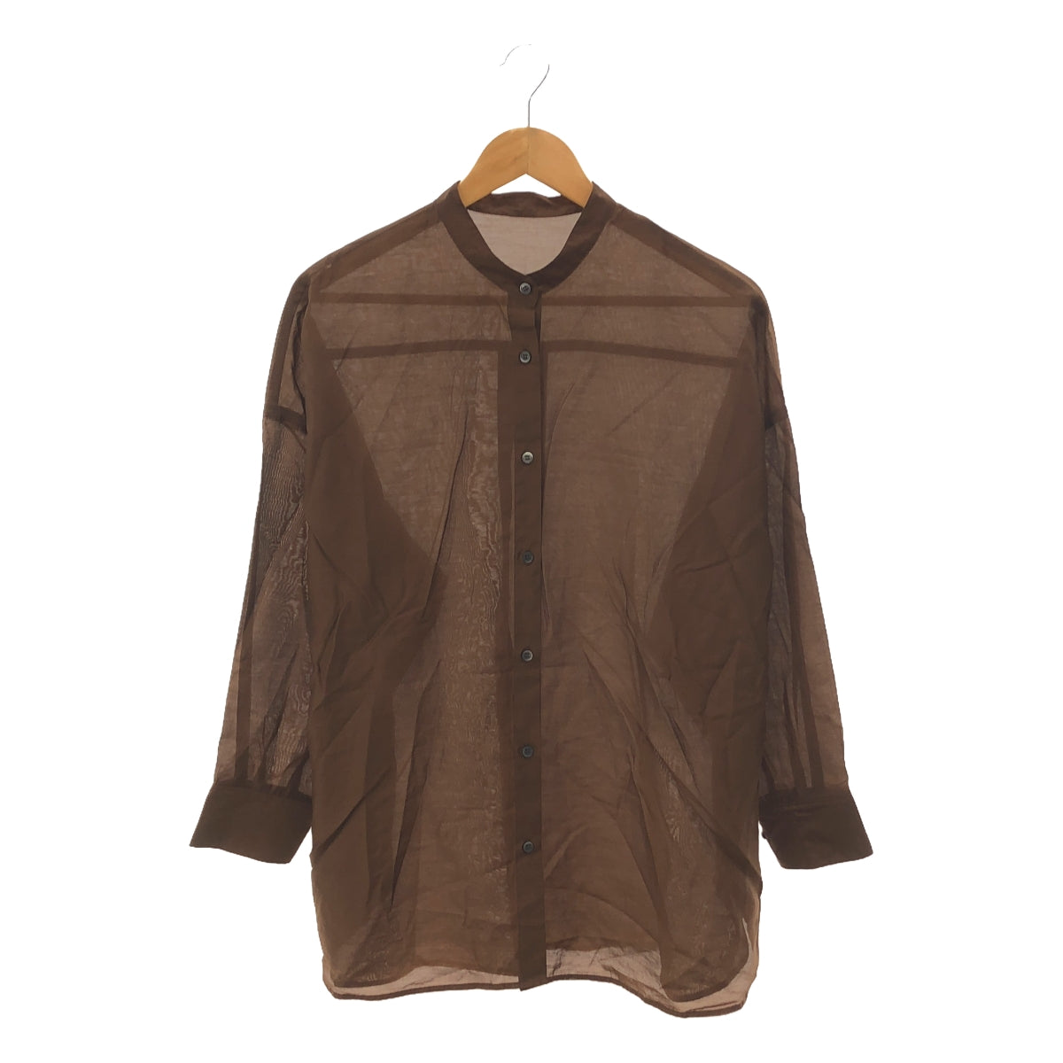 [Good Condition] RIVE DROITE | 2024SS | Natural Organdy Band Collar Shirt | F | Dark Brown | Women's