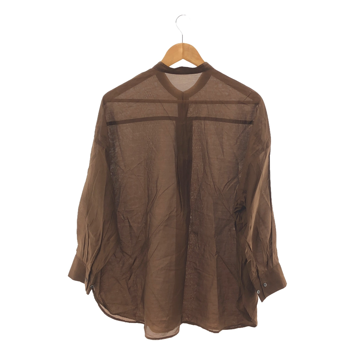 [Good Condition] RIVE DROITE | 2024SS | Natural Organdy Band Collar Shirt | F | Dark Brown | Women's