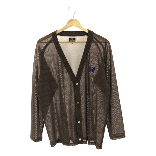 【美品】  Needles / ニードルス | V Neck Cardigan / 総柄 パピヨン カーディガン | M | brown | メンズ