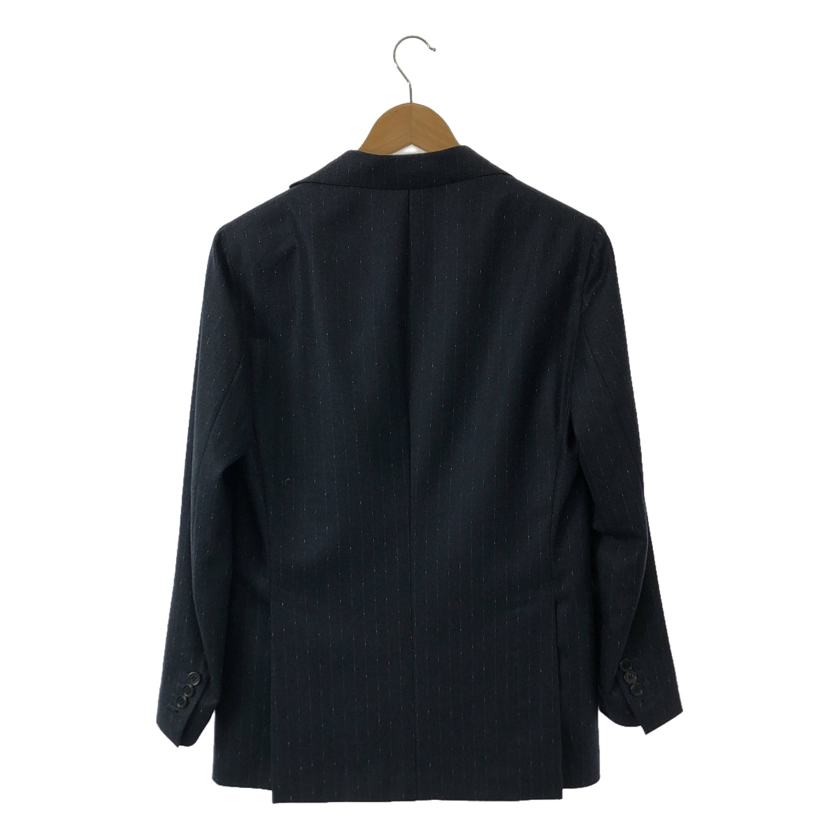 Errico Formicola | Suit set / Wool pinstripe 2B tailored jacket and slacks | 46 | Navy | Men's