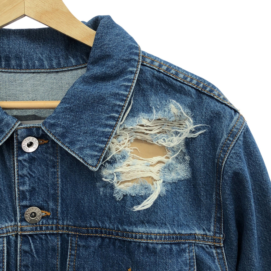 JW Anderson / ジェイダブルアンダーソン | 2023SS | DISTRESSED COLLARED BUTTON-UP JACKET ダメージ加工 デニムジャケット | XL |