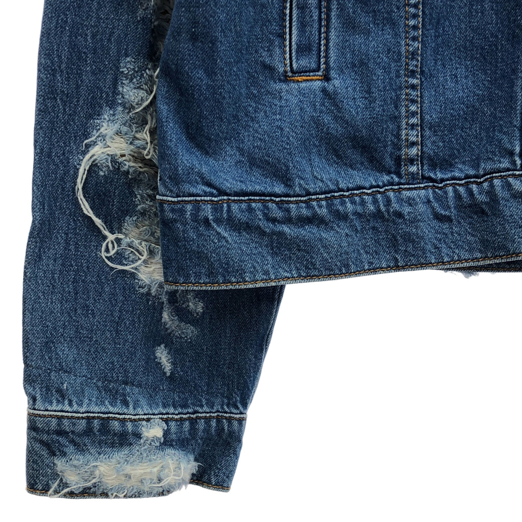 JW Anderson / ジェイダブルアンダーソン | 2023SS | DISTRESSED COLLARED BUTTON-UP JACKET ダメージ加工 デニムジャケット | XL |