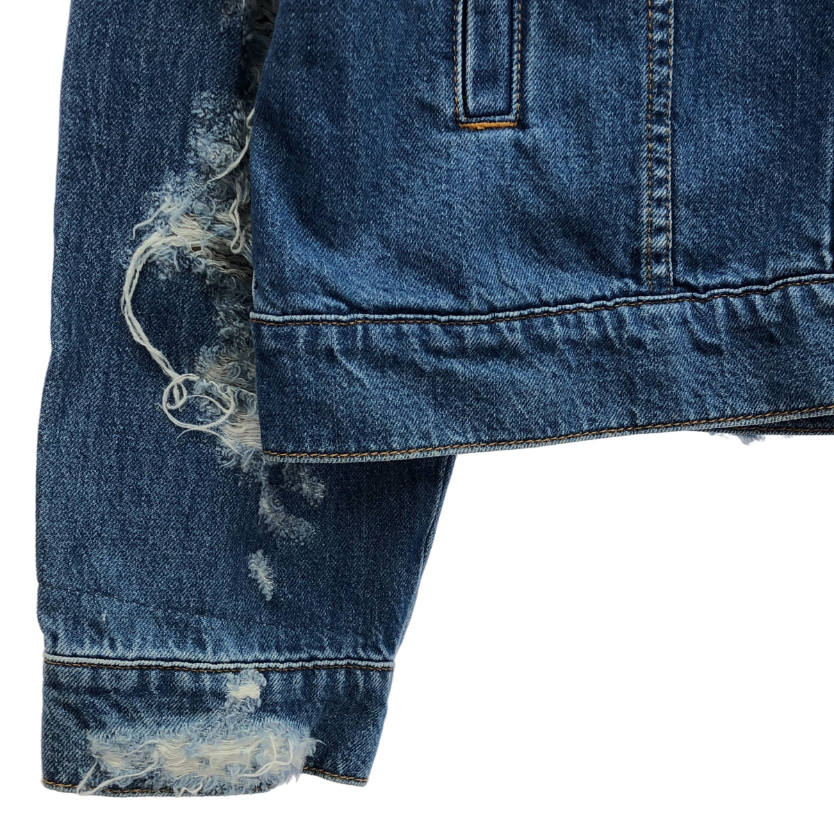 JW Anderson / ジェイダブルアンダーソン | 2023SS | DISTRESSED COLLARED BUTTON-UP JACKET ダメージ加工 デニムジャケット | XL |