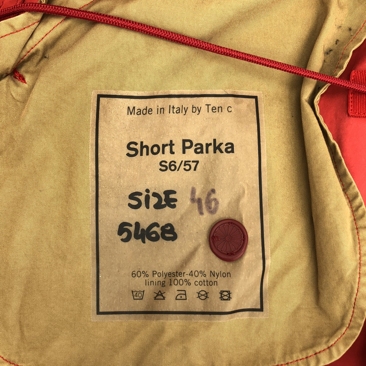 Ten c / テンシー | Short Parka /  ショート パーカー ドローストリング ジャケット | 46 | レッド | メンズ