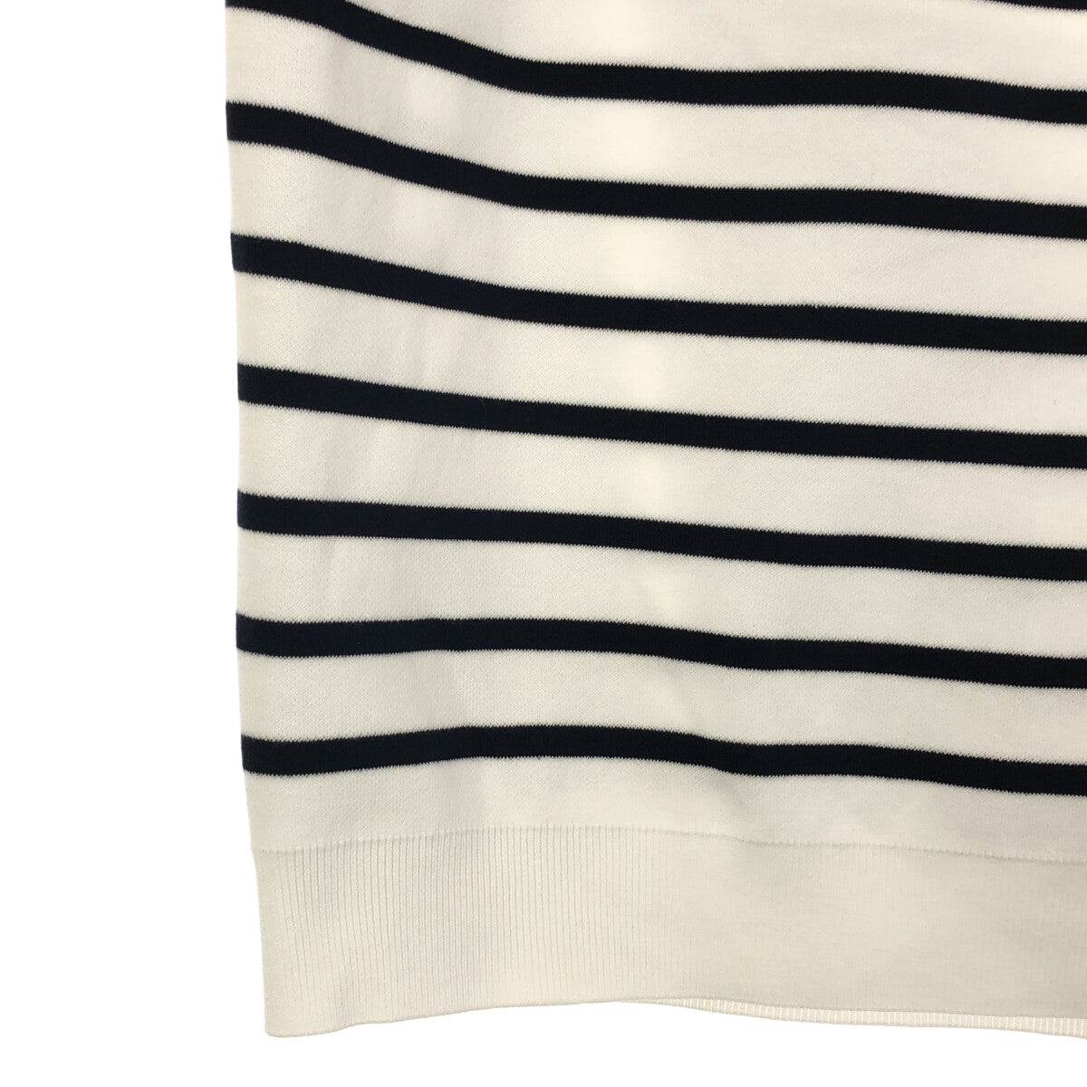 Drawer | 2023SS | 16G cotton double-face striped knit | White/Navy | Women's