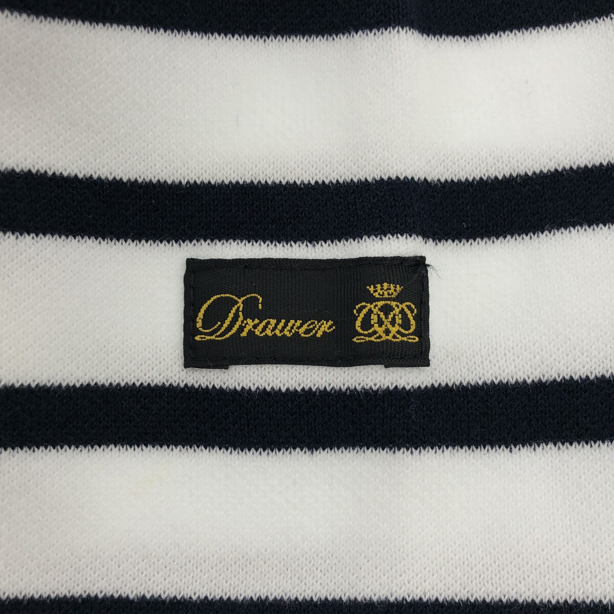 Drawer | 2023SS | 16G cotton double-face striped knit | White/Navy | Women's