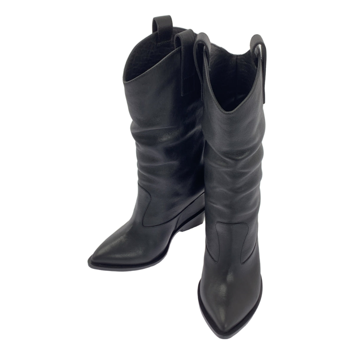 Giuseppe Zanotti / ジュゼッペザノッティ | ウェッジソール レザー ウエスタンブーツ | 36 | ブラック | レディース