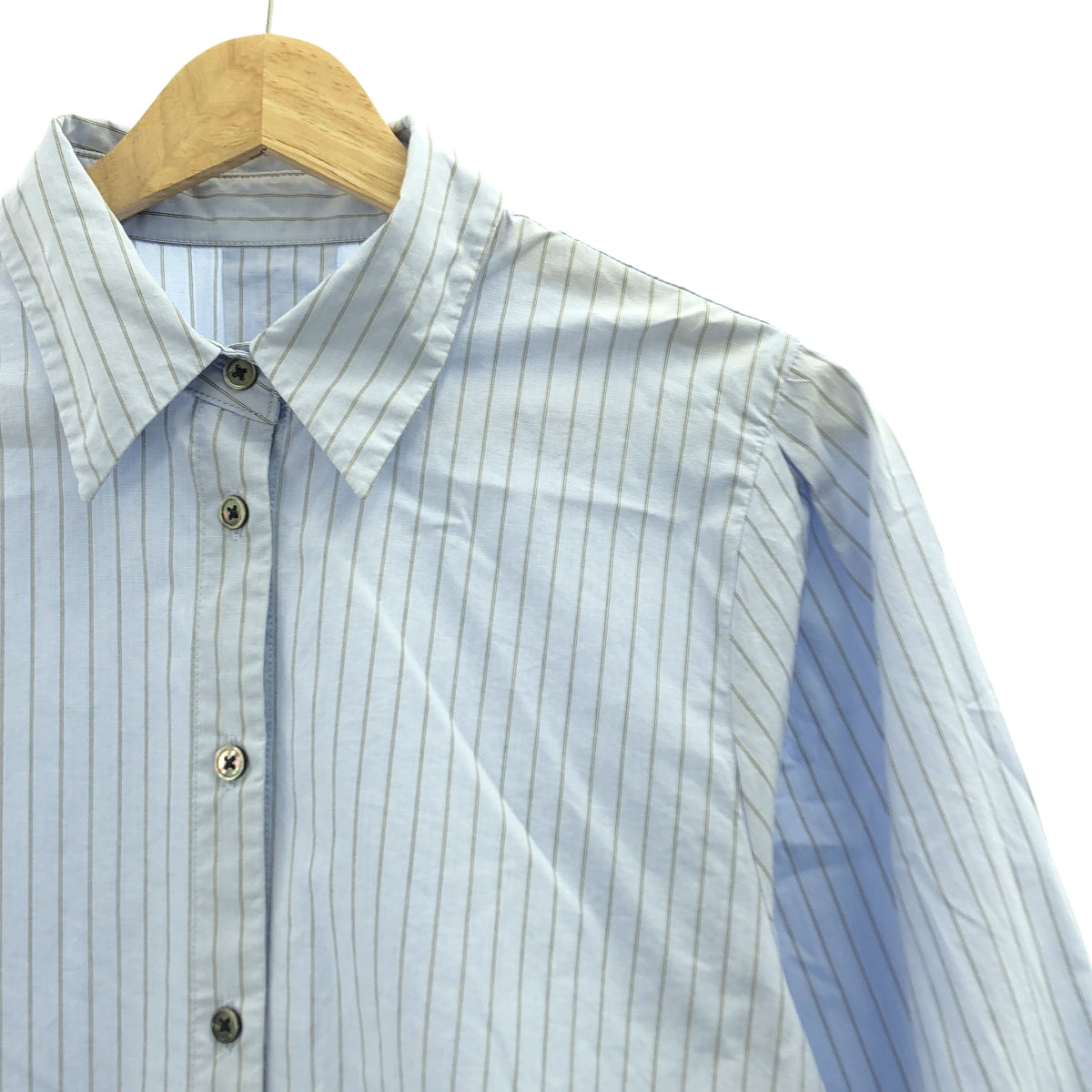 UNFILO / アンフィ―ロ | コットン ストライプ クロップドシャツ | M | レディース