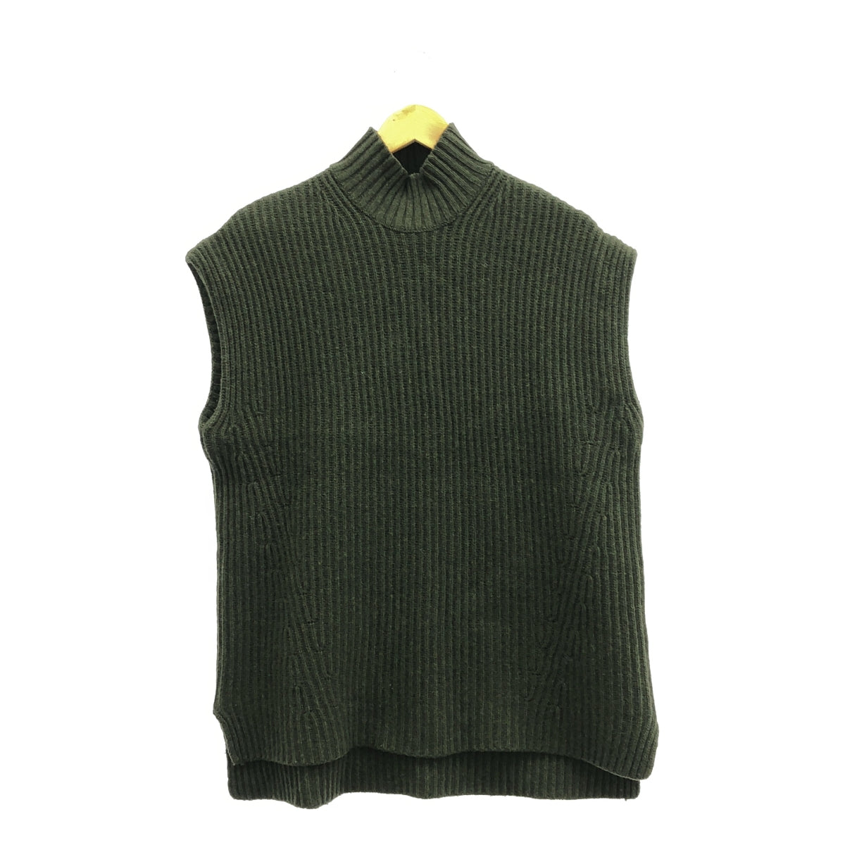 Ganni | Wool high neck oversized knit vest | S | Green | Women's