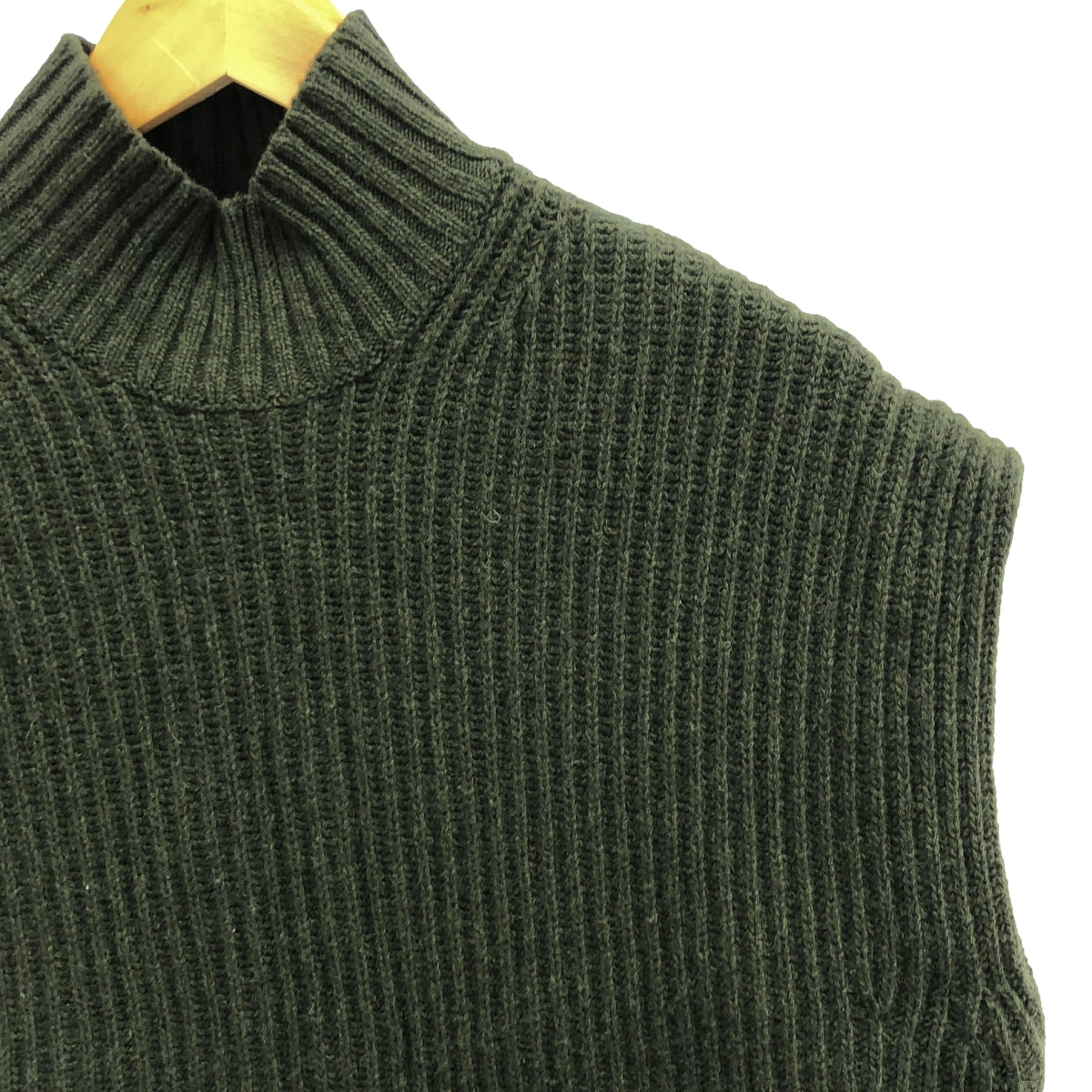 Ganni | Wool high neck oversized knit vest | S | Green | Women's