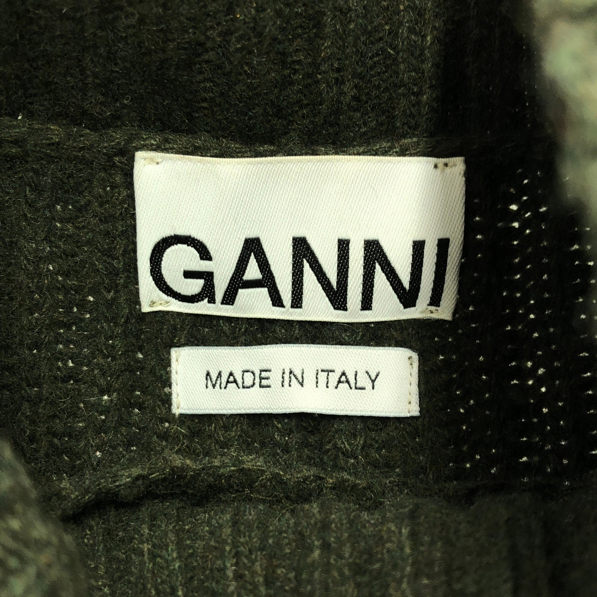 Ganni | Wool high neck oversized knit vest | S | Green | Women's