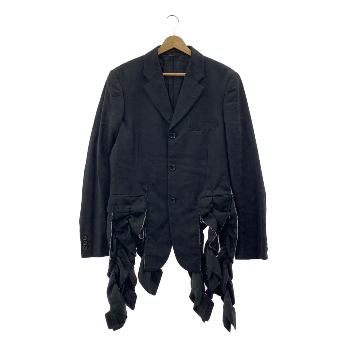 【美品】  COMME des GARCONS HOMME PLUS / コムデギャルソンオムプリュス | 2022SS / AD2021 | 花の存在期 / カモフラージュ ジャガード ウールシルク 短冊ジャケット | M | ブラック | メンズ