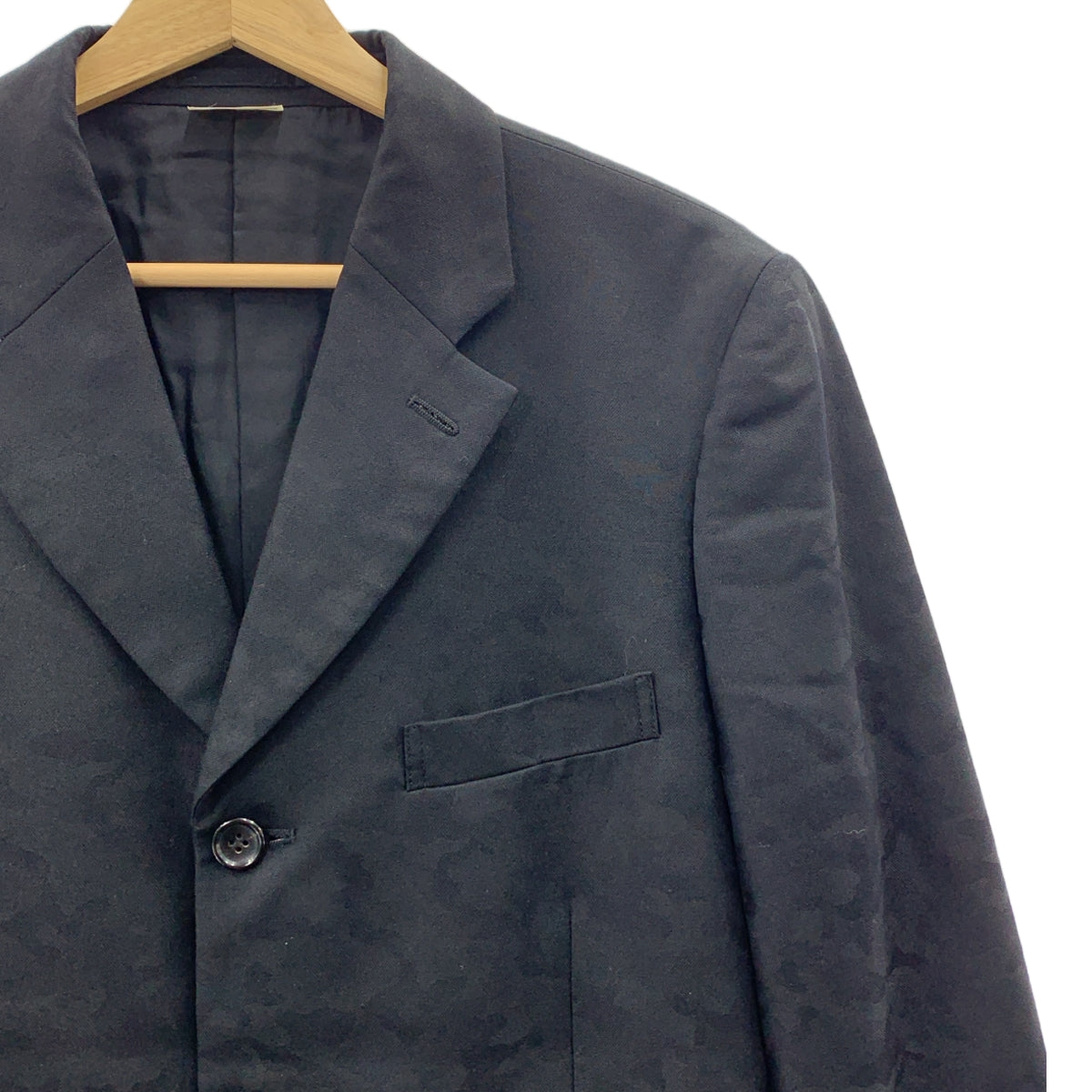 [品相良好] COMME des GARCONS HOMME PLUS | 2022SS / AD2021 | 2022SS / AD2021 |花有期/迷彩提花羊毛絲丹薩克外套|中號 |黑色|男士