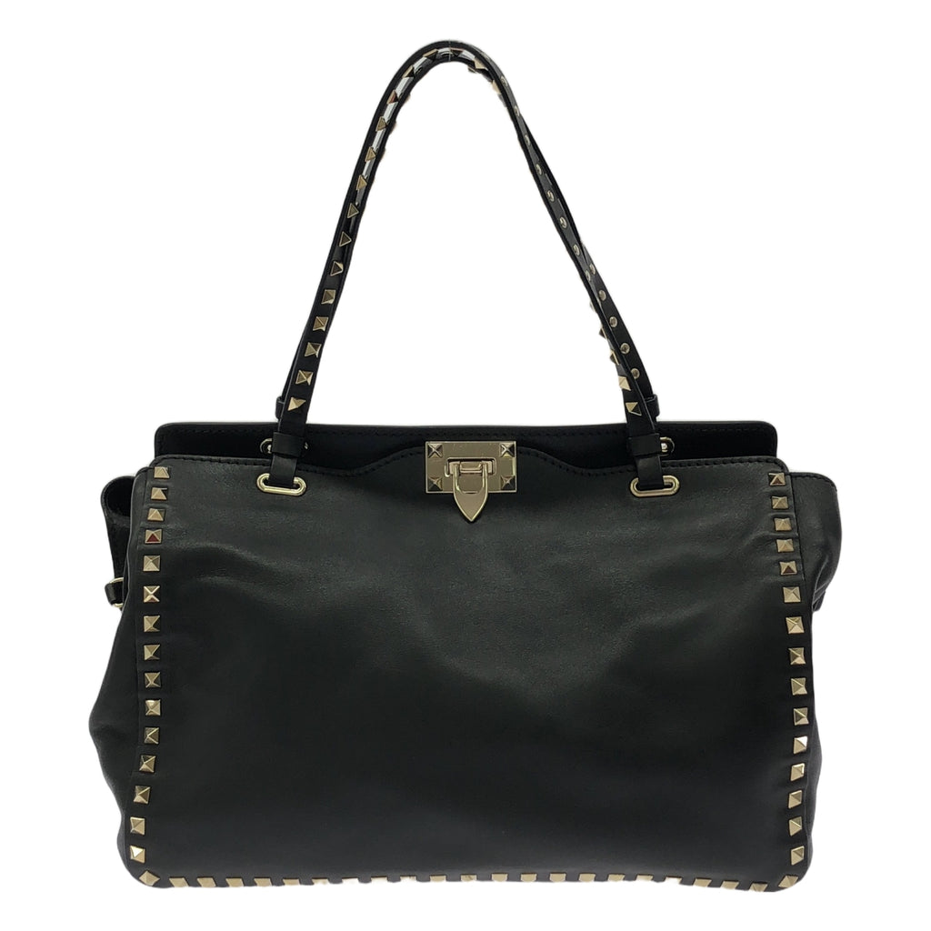 VALENTINO / ヴァレンティノ | ロックスタッズ レザー 2way ショルダーバッグ | ブラック | レディース