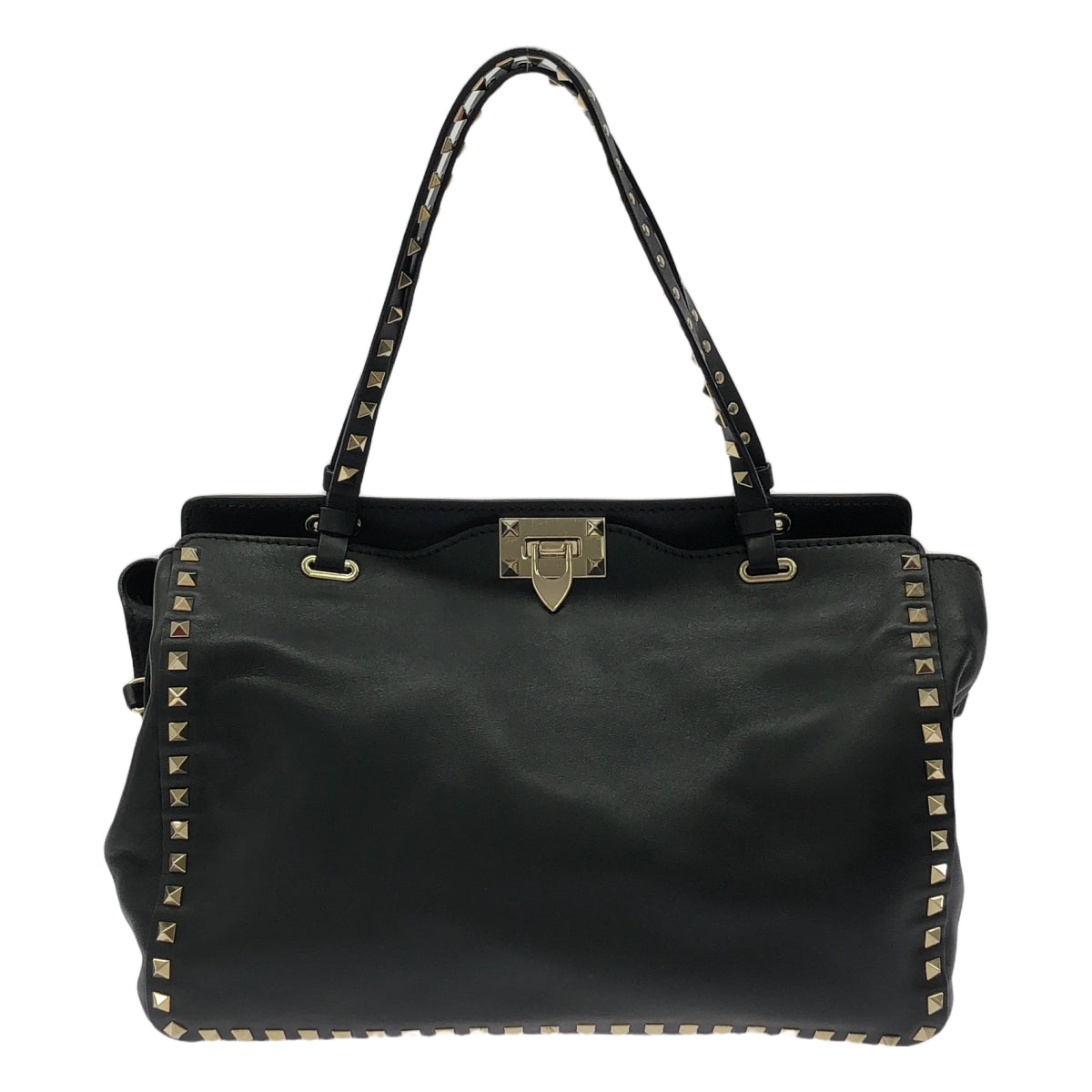 VALENTINO / 발렌티노 | 록 스터드 가죽 2way 숄더백 | 블랙 |