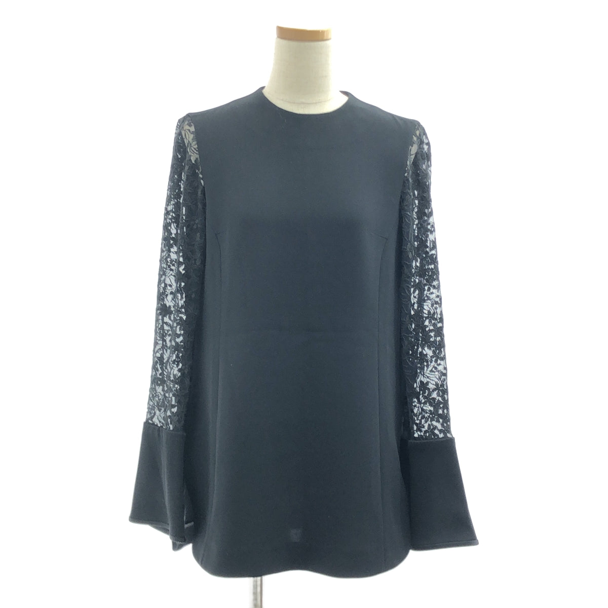 【美品】  Mame Kurogouchi / マメクロゴウチ | Floral Lace Sleeve Shirt レース スリーブ シャツ | 2 | ブラック | レディース
