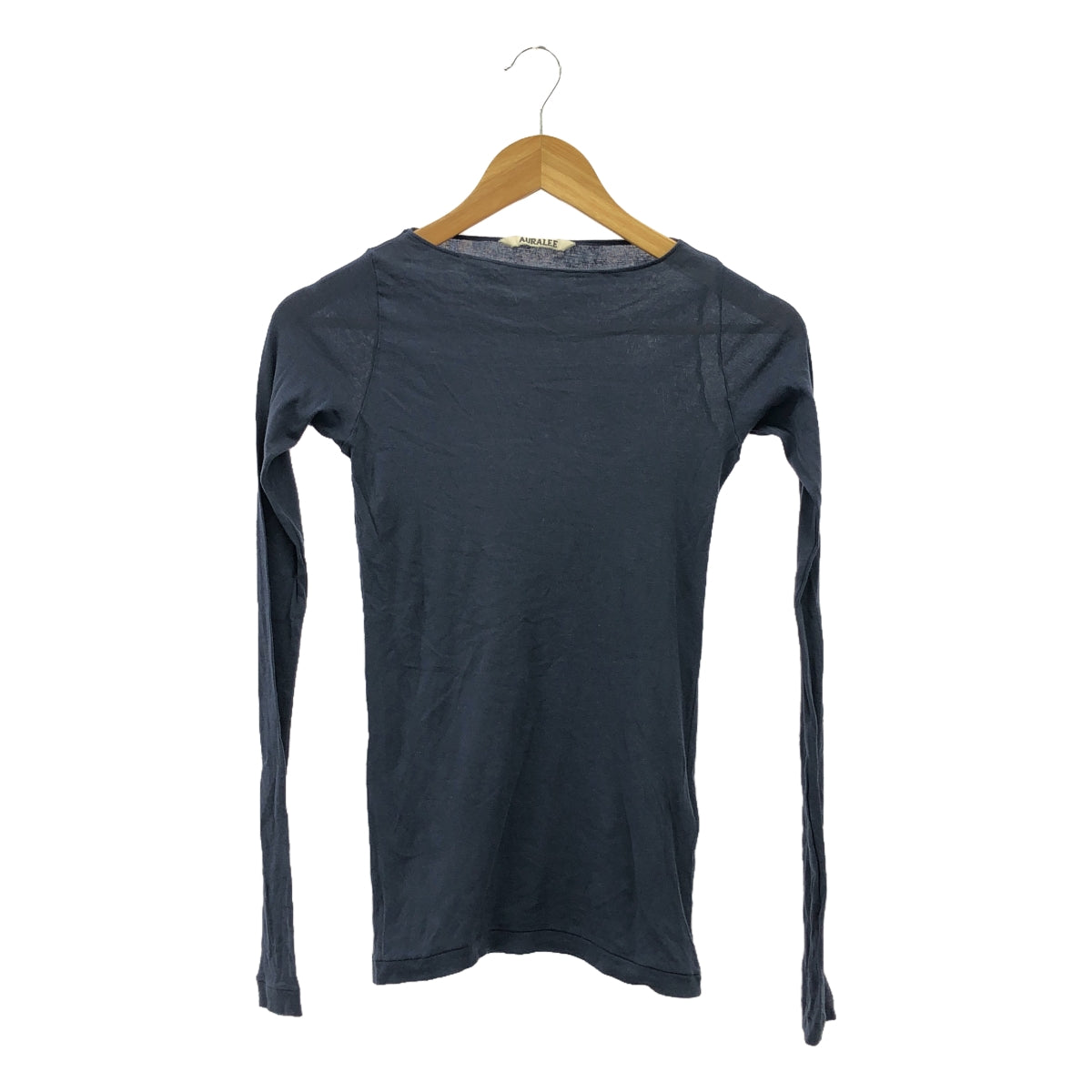 AURALEE | HIGH GAUGE SHEER RIB BOAT NECK L/S TEE Boat neck cut and sew | 1 | Navy | Women's