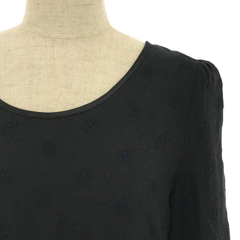 mina perhonen / 미나펠호넨 | giggle 코튼 실크 플라워 자수 파이핑 원피스 | 38 | 블랙 | 여성