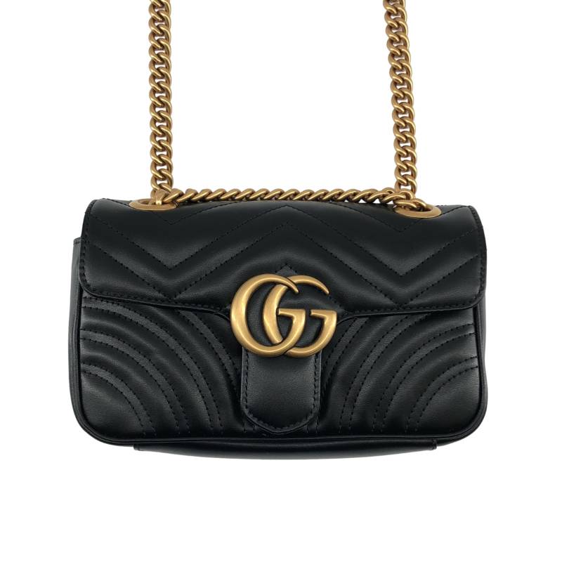 GUCCI / グッチ | GGマーモント フラップ レザー キルティング ショルダーバッグ |