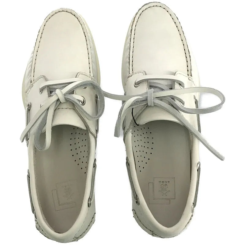 【美品】  三陽山長 / サンヨウヤマチョウ | SANYO オールレザー レースアップ デッキシューズ 革靴 箱有 | S（35） | WHITE | レディース