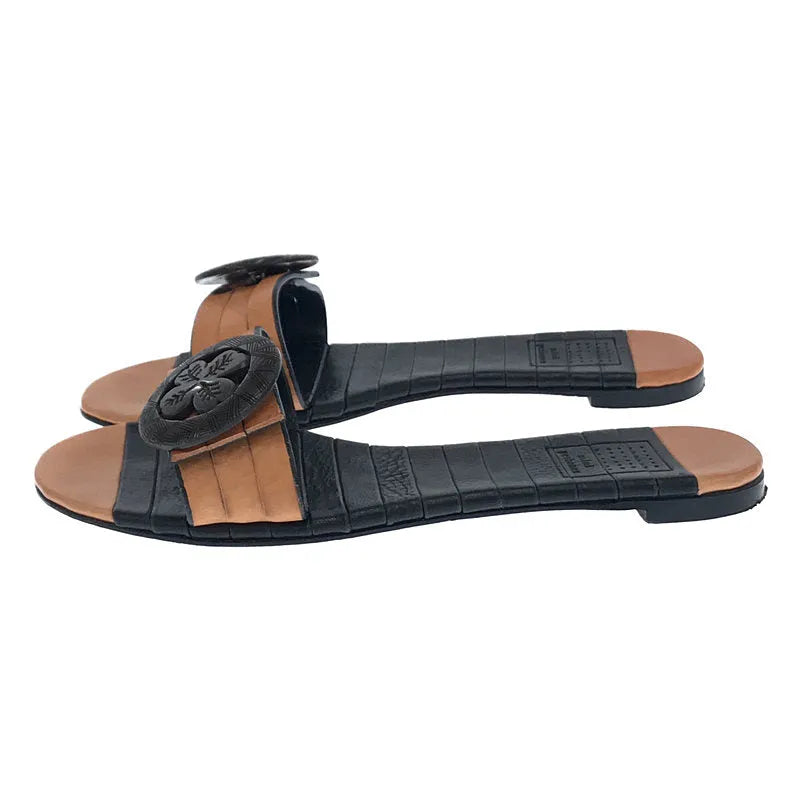 mina perhonen | capanna 家族徽章皮革涼鞋 |尺寸 37 |黑色/棕色 |女性的