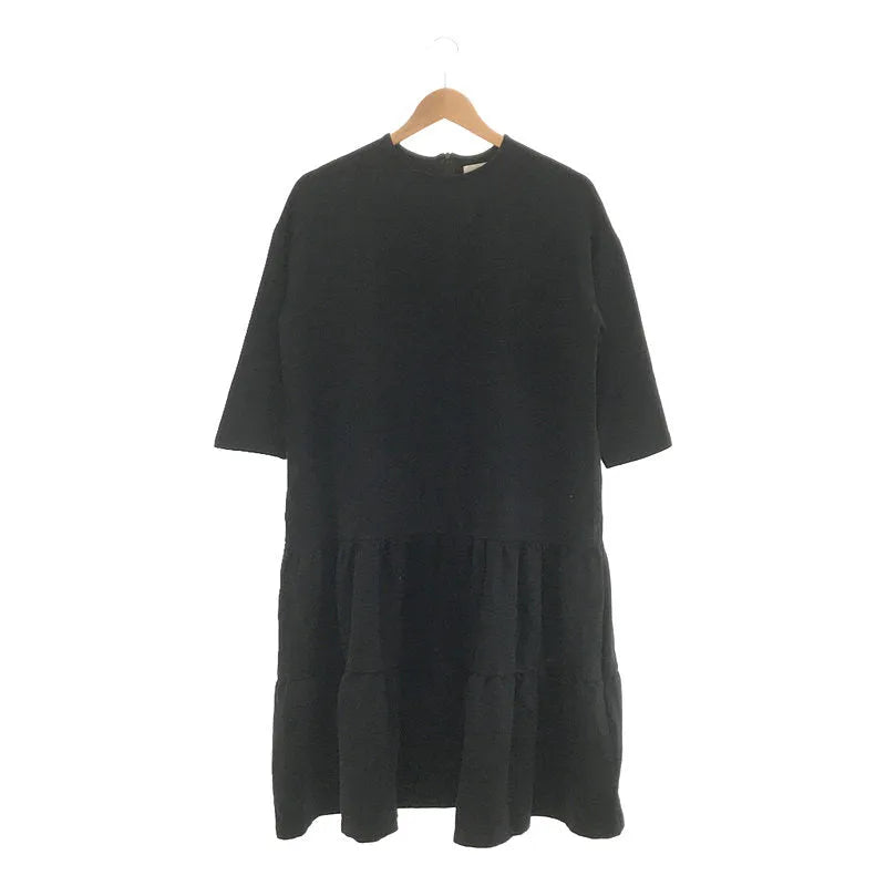 yori |棉質後背拉鍊分層連身裙 | F |海軍 |女性的