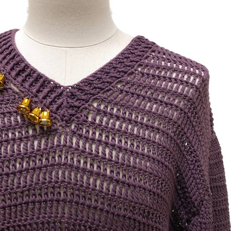 BED J.W. FORD / ベッドフォード | 2025SS | V-neck Bell Sweater / ベル 装飾 オーバー ニット セーター | 0 |