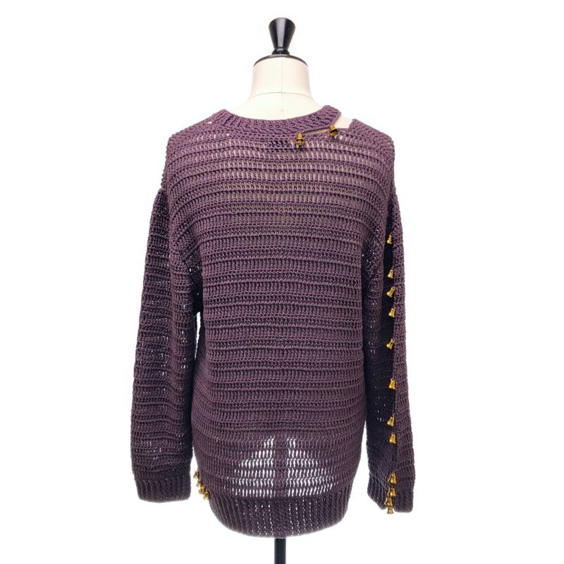 BED J.W. FORD / ベッドフォード | 2025SS | V-neck Bell Sweater / ベル 装飾 オーバー ニット セーター | 0 |