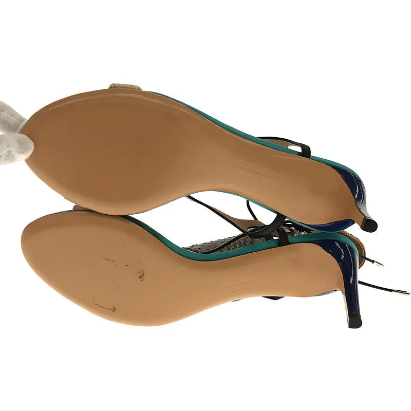 [狀況良好] Salvatore Ferragamo |踝帶細高跟涼鞋 |淺藍色 / 藍色 / 象牙色 / 黑色 |女性的