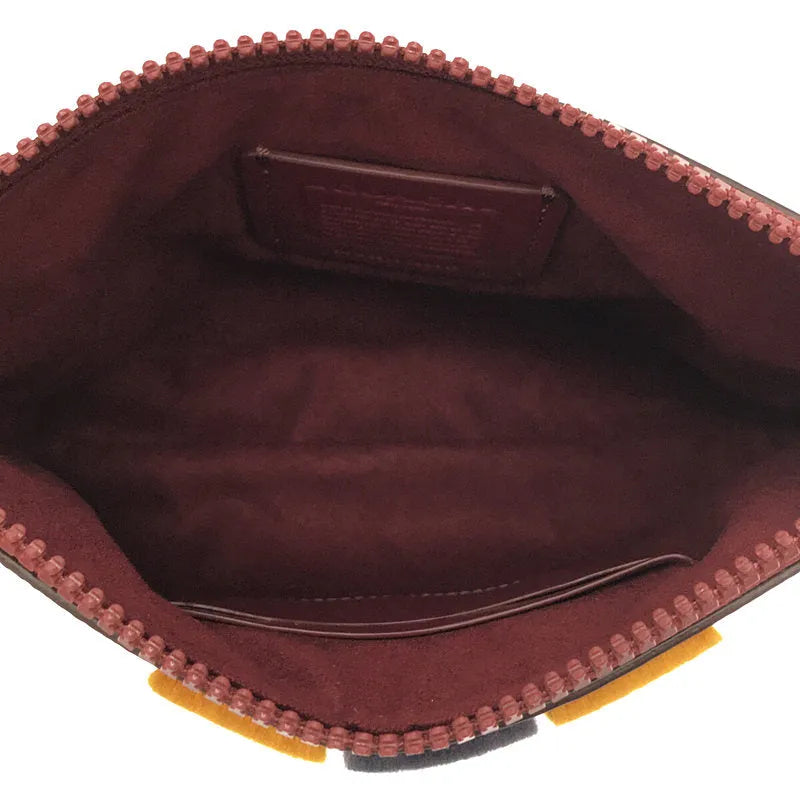 【美品】  COACH / コーチ | Charlie Varsity Stripe Printed Pouch ポーチ | レッド | レディース