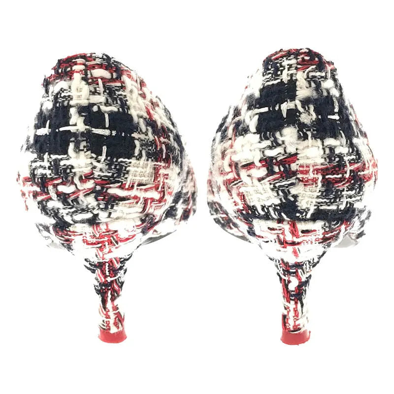 【美品】  STACCATO / スタッカート | STACCATO / スタッカート ツイード チェック ポインテッドトゥ ヒール パンプス 箱付き | 23 | ホワイト / ネイビー / レッド | レディース