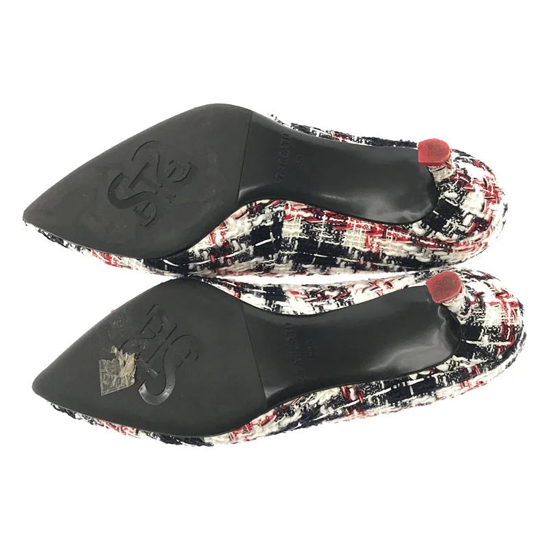 【美品】  STACCATO / スタッカート | STACCATO / スタッカート ツイード チェック ポインテッドトゥ ヒール パンプス 箱付き | 23 | ホワイト / ネイビー / レッド | レディース