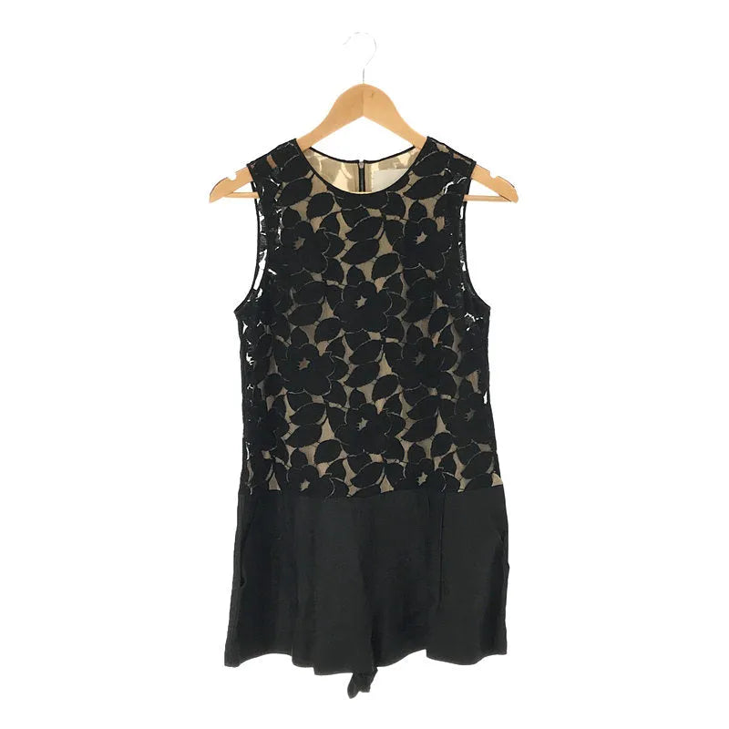 3.1 Phillip Lim / スリーワンフィリップリム | ボタニカル レース シルク 切替 コンビネーションサロペット オールインワン | 2 | ブラック | レディース