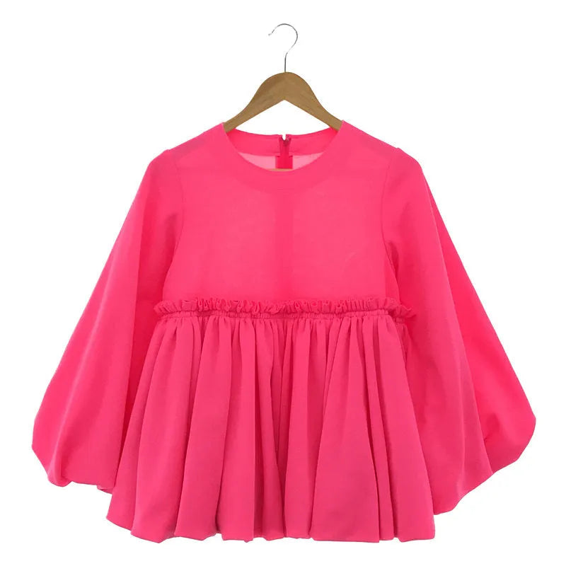 【美品】  COMME des GARCONS / コムデギャルソン | AD2020 2020AW | ボリュームスリーブ 蛍光カラー ブラウス | XS | ピンク | レディース