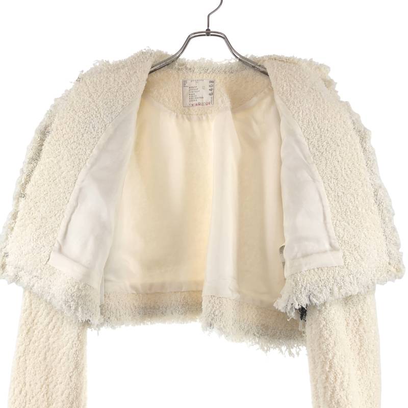 sacai / サカイ | tweed jacket short ツイード ノーカラー ジャケット | 1 |