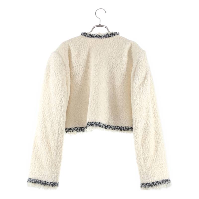 sacai / サカイ | tweed jacket short ツイード ノーカラー ジャケット | 1 |