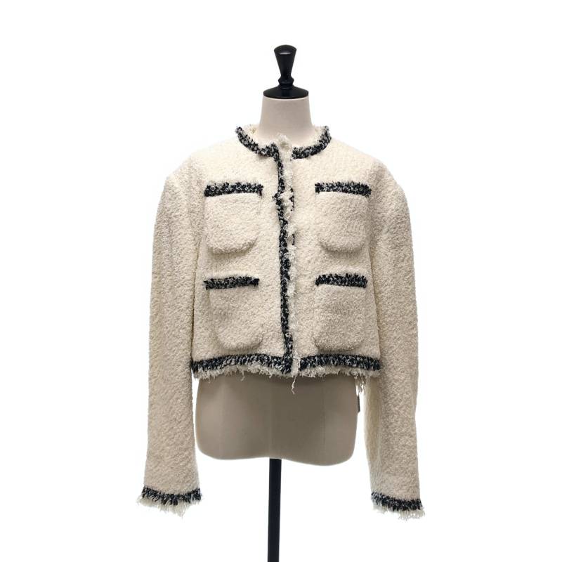 sacai / サカイ | tweed jacket short ツイード ノーカラー ジャケット | 1 |