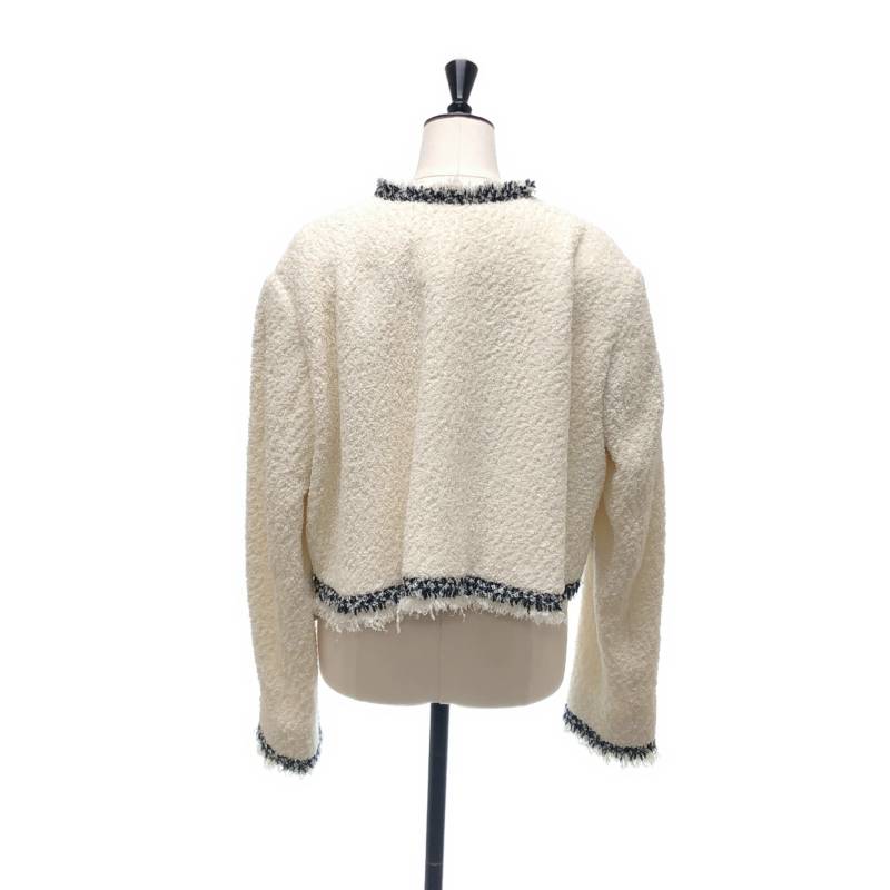 sacai / サカイ | tweed jacket short ツイード ノーカラー ジャケット | 1 |