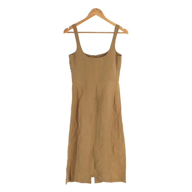 [新品] 一塵不染 | 2020秋冬 |襯衫羈扣式吊帶長裙 | 36 |米色 |女性的