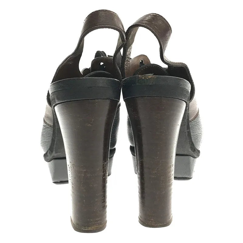 MARNI / 마르니 | 가죽 전환 레이스 업 펌프 | 블랙/브라운 | 여성