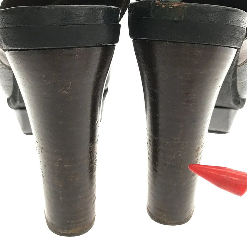 MARNI / 마르니 | 가죽 전환 레이스 업 펌프 | 블랙/브라운 | 여성