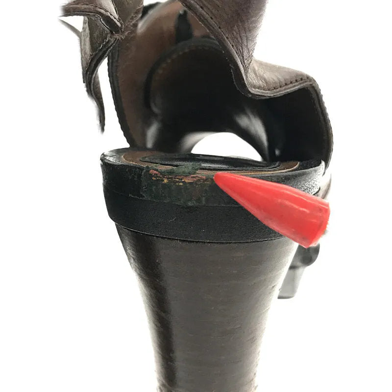 MARNI / 마르니 | 가죽 전환 레이스 업 펌프 | 블랙/브라운 | 여성