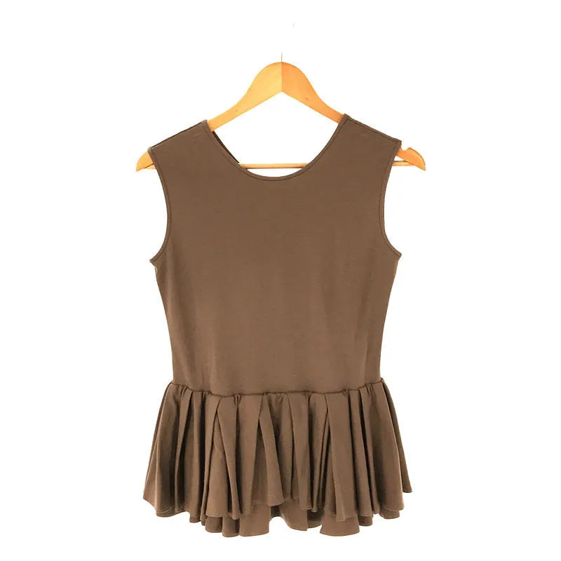 Drawer / ドゥロワー | コットンモクロディフリルノースリーブプルオーバー | 1 | ブラウン | レディース