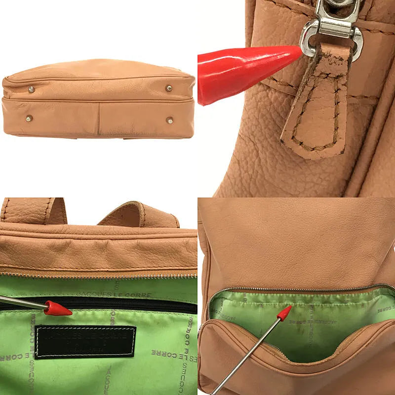 JACQUES LE CORRE / ジャックルコー | LONDON ロンドン オール レザー ワンショルダー バックパック | ベージュ | レディース