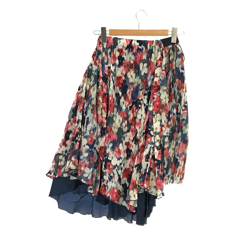 【美品】  Harikae / ハリカエ | 2020SS | フラワー プリント レイヤード プリーツ フレア ロング スカート Look使用 | XS | マルチカラー | レディース