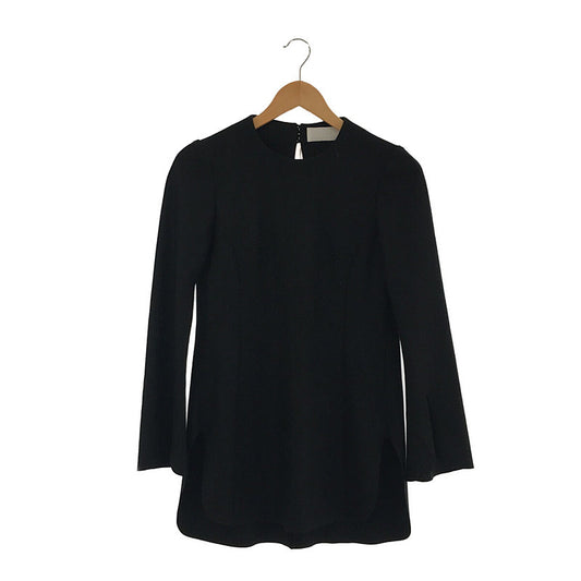 Mame Kurogouchi | Crew Neck Wool Shirt | Crew Neck Wool Shirt Tops | 1 | Black | Women's